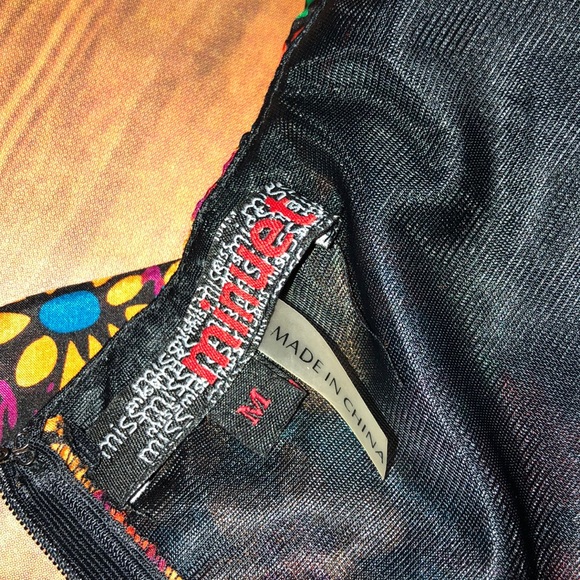 MISS MINUET~Silk Strapless Floral Mini Dress~M - Picture 7 of 8